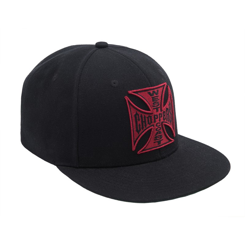 Бейсболка West Coast Choppers Red Cross Flatbill Snapback Кепка чорна